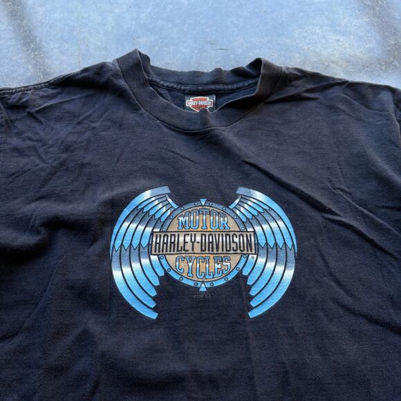 Beautiful Vintage 90s Harley Davidson Center Logo T-shirt - Picture 2 of 5